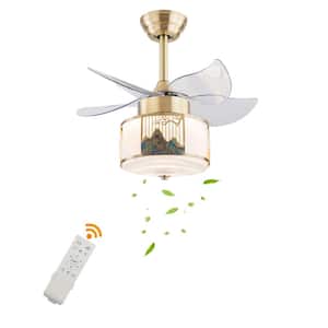 23 in. Indoor Gold Modern 6-Speed Ceiling Fan with Adjustable White Integrated LED, Reversible Motor and Remote