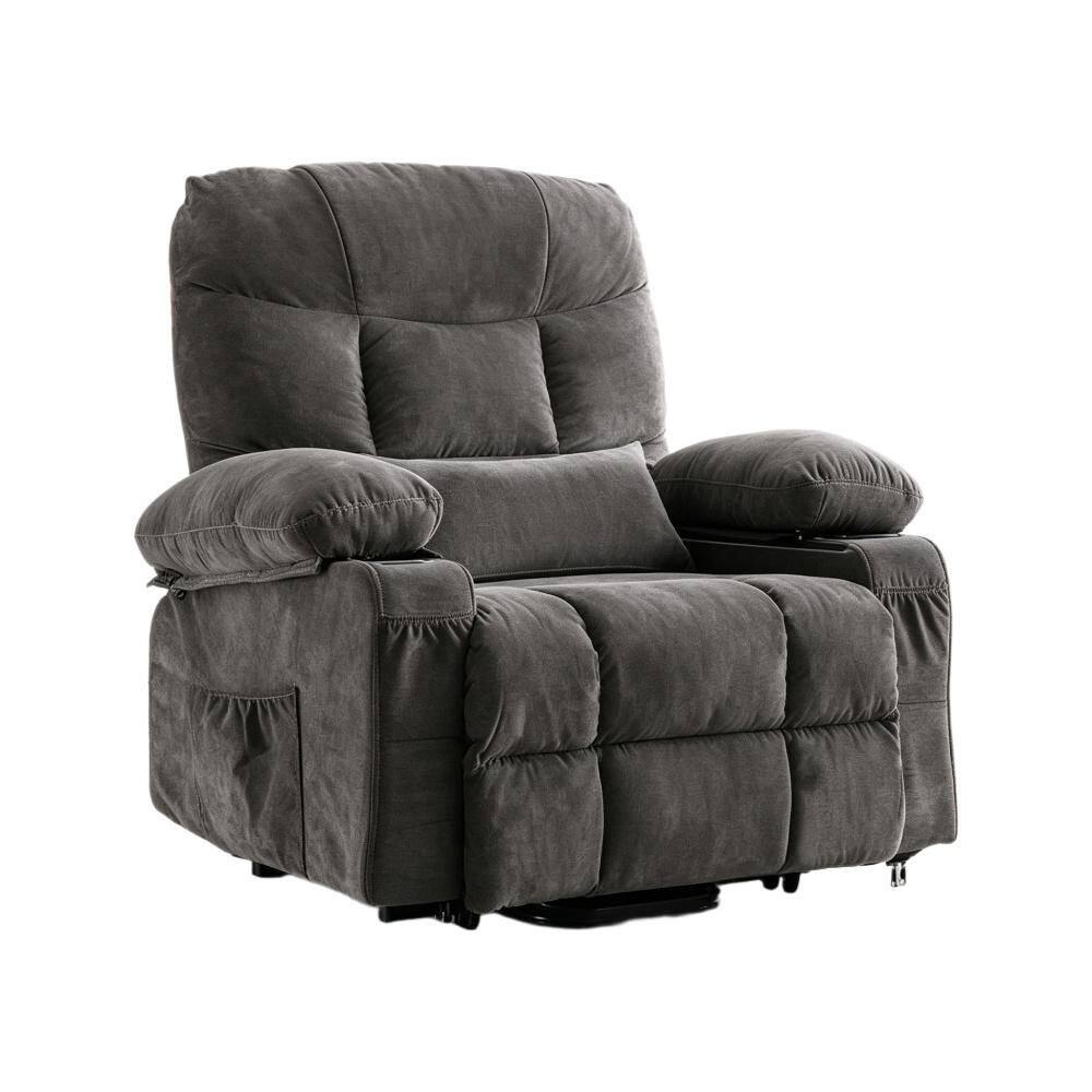 Vibration Massage and Lumbar Heating, Extra‑Wide Size, Power Lift Recliner Chair, Living Room Furniture Accessory, Gray