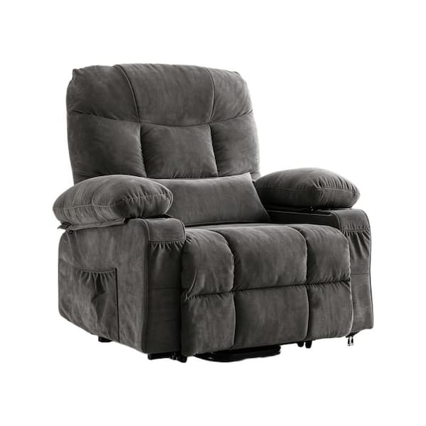 Vibration Massage and Lumbar Heating, Extra‑Wide Size, Power Lift Recliner Chair, Living Room Furniture Accessory, Gray