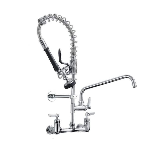 Kitchen Faucet Wall Mount with Pre-Rinse Sprayer 21 in. Height Pull Out Sprayer Kitchen Faucet with Swing Spout Faucet