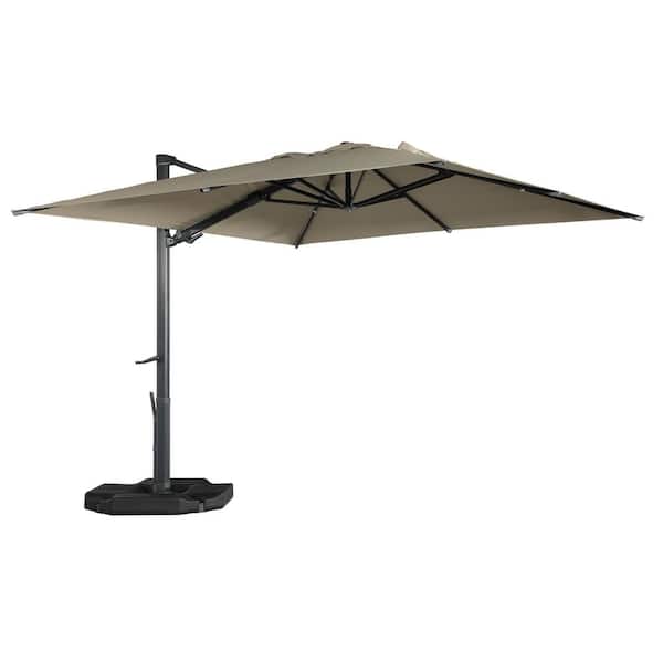 Boyel Living 10x13 ft. 360 Rotation Patio Cantilever Umbrella with Base in Taupe