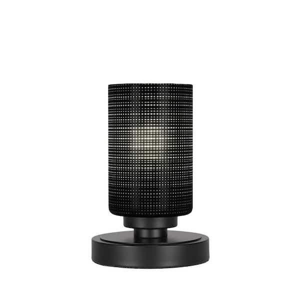 Unbranded Quincy 8 in. Matte Black Accent Lamp with Glass Shade