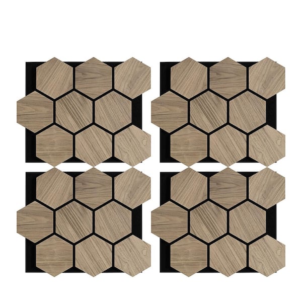 0.7 in. x 2 ft. x 2.5 ft. Natural Walnut Wood Acoustic Panels, Brown MDF Decorative Wall Paneling (4-Piece/Box)