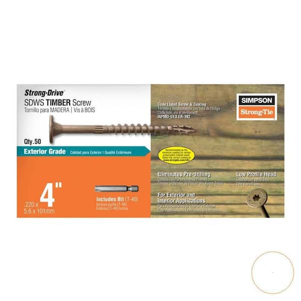 0.220 in. x 4 in. T40 Timber Screw, Exterior Grade (100-Pack)