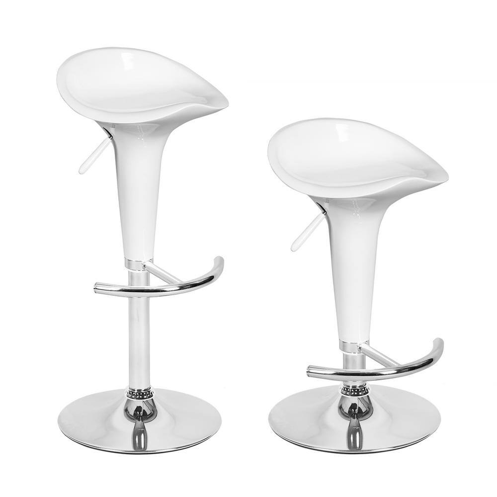 Homy Casa 26 in. Swivel Adjustable Height White Metal Frame Bar Stool