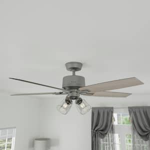 Gatlinburg 52 in. Indoor Matte Silver Ceiling Fan with Light Kit and Remote Included