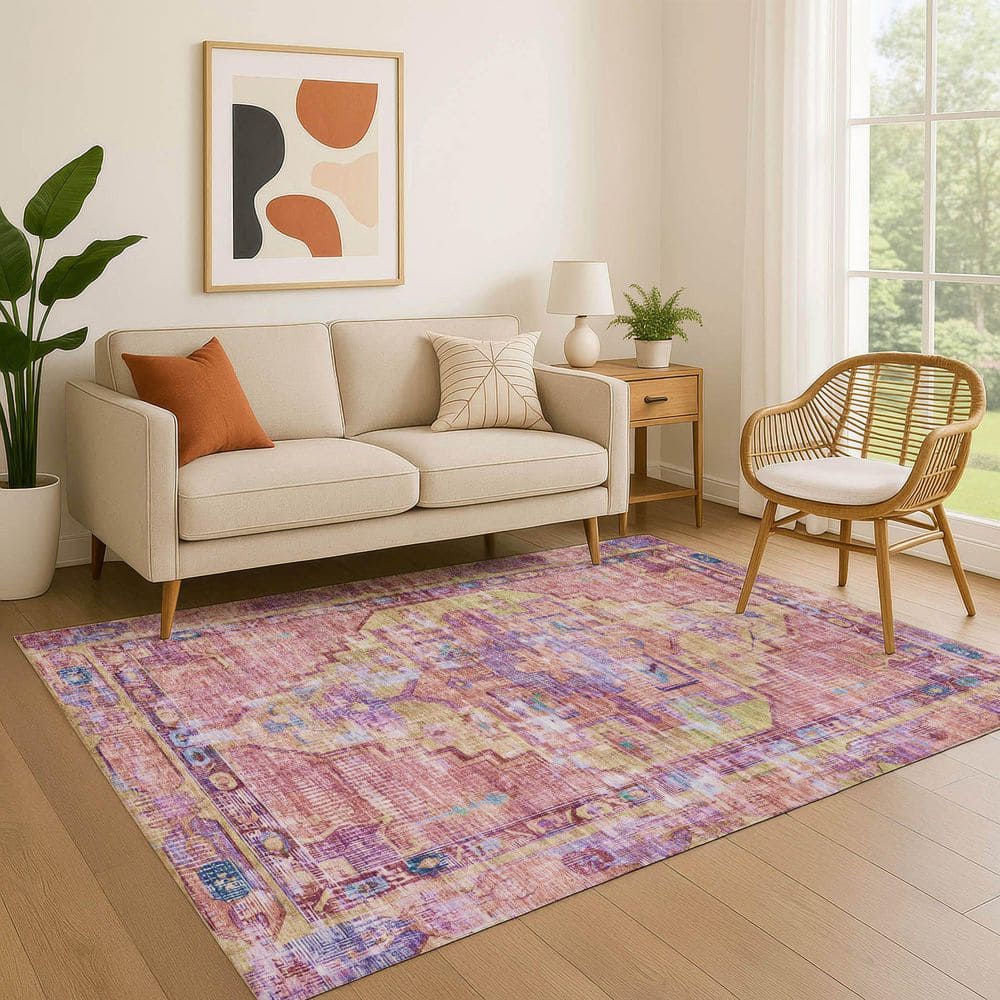 Mayfield Premium Machine Washable Abstract AMF1730 Pink 10 ft. x 14 ft. Area Rug price history on PriceWatchPro