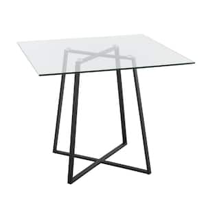 Cosmo 36 in. Square Black Metal and Clear Glass Dining Table (Seats 4)