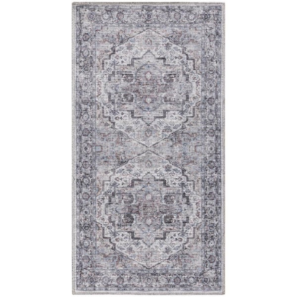 Machine Washable Series doormat 1 Ivory Beige 2 ft. x 4 ft. Distressed Traditional Area Rug