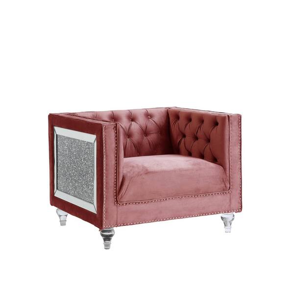 Acme Furniture HeiberoII Pink Velvet Velvet Decorative Arm Chair