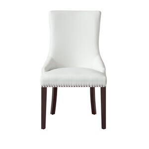 Piper White/Chrome PU Leather Nailhead Armless Dining Chair (Set of 2)