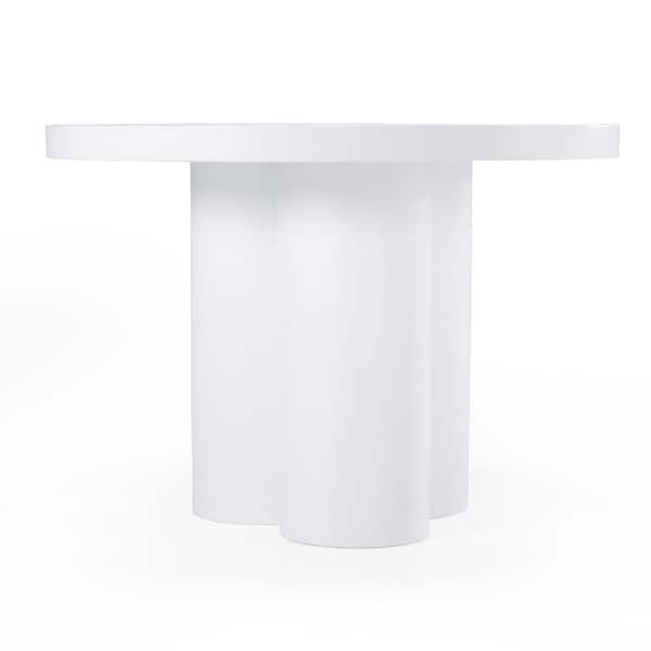 Bruni Modern White Round Concrete Outdoor Dining Table