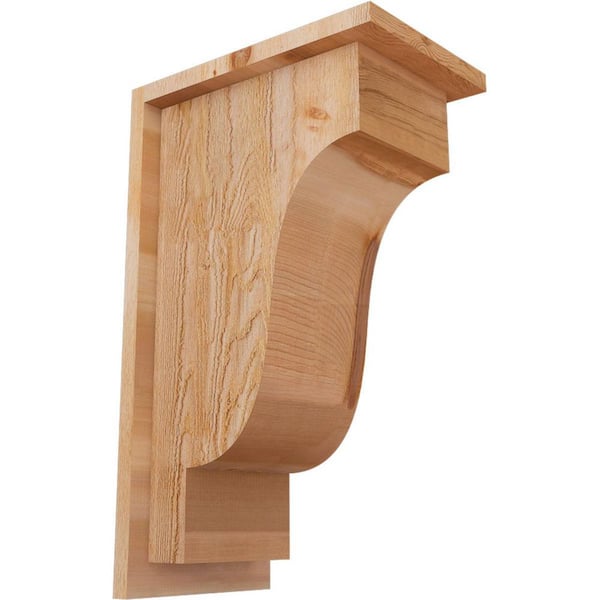Ekena Millwork 8 in. x 12 in. x 20 in. Newport Rough Sawn Western Red Cedar Corbel with Backplate