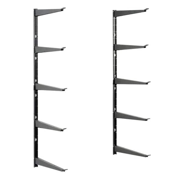 5-Layer 16 in. Heavy Duty Steel Lumber Storage Rack with Fully Adjustable Arms for Garage, Basement and Pantry, Gray