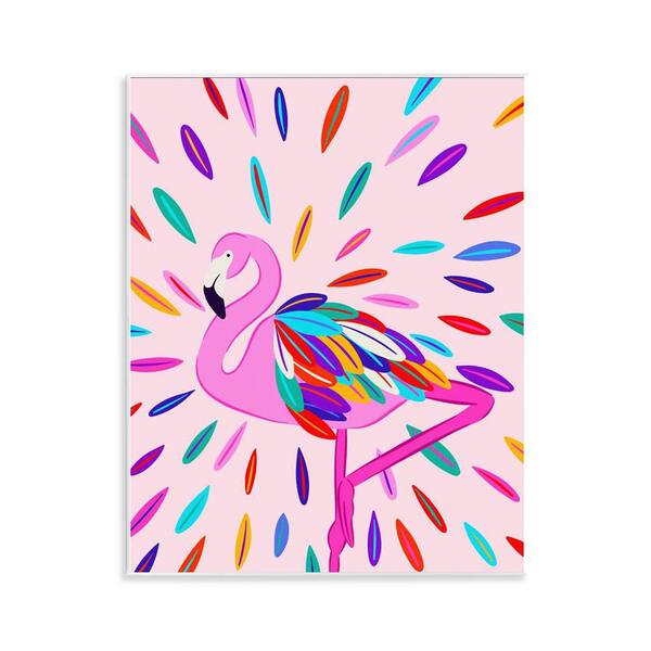 Stupell Industries Flamingo Feather Flair by Catalina Aguirre Unframed Animal Graphic Art Print 14 in. x 11 in.