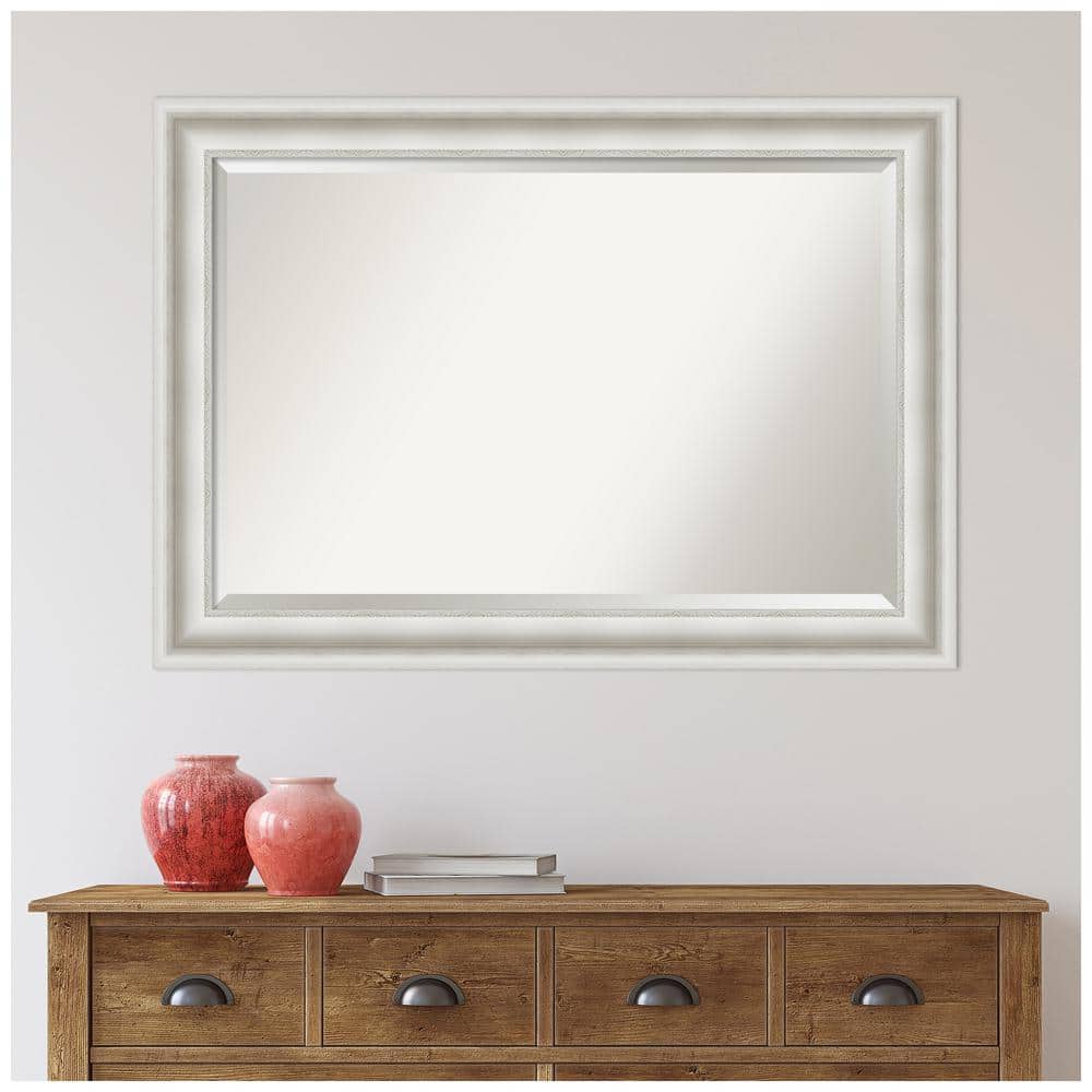 Large White Polystyrene Framed Rectangular Vanity Mirror