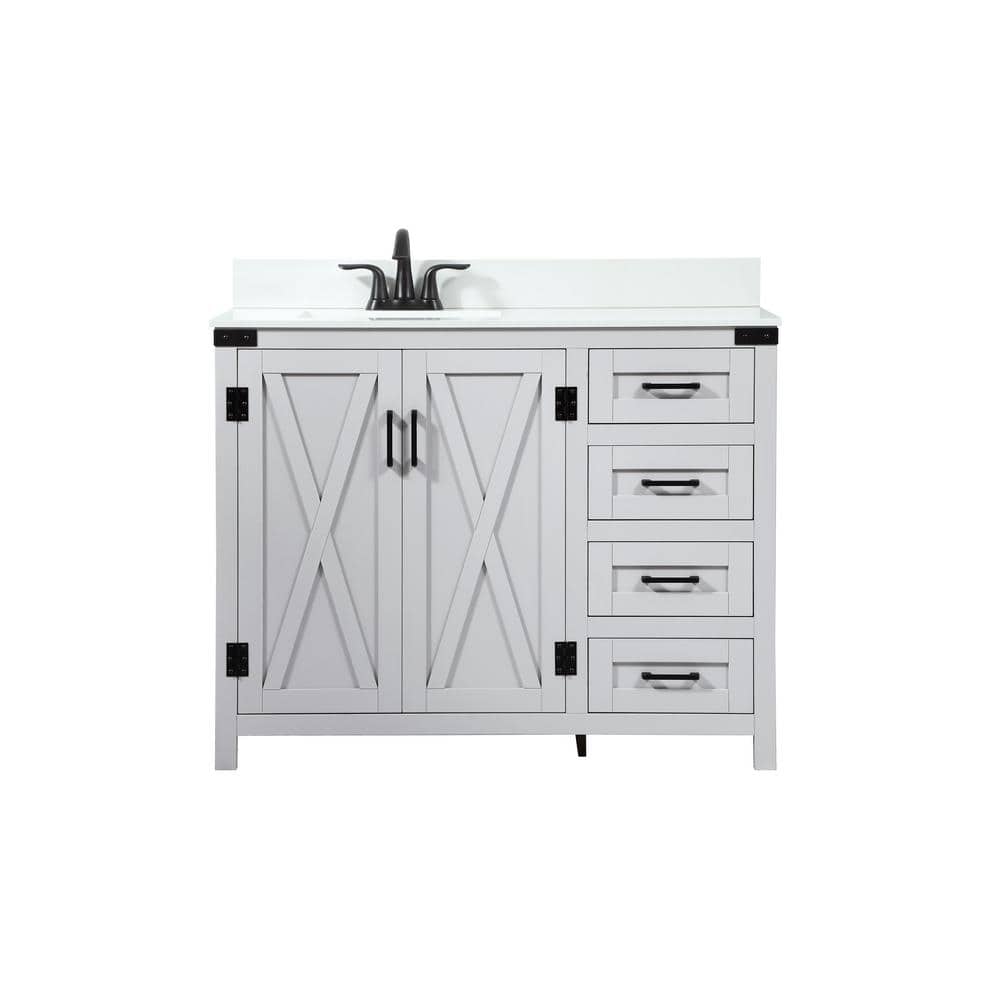Timeless Home 42 in. W x 19 in. D x 34 in. H Bath Vanity in Grey with Ivory