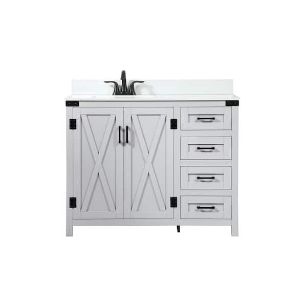 Unbranded Timeless Home 42 in. W x 19 in. D x 34 in. H Bath Vanity in Grey with Ivory White Top