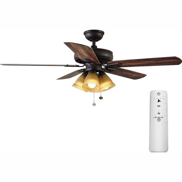 Hampton Bay Lyndhurst 52 in. LED Oil-Rubbed Bronze Smart Ceiling Fan with Light Kit and WINK Remote Control