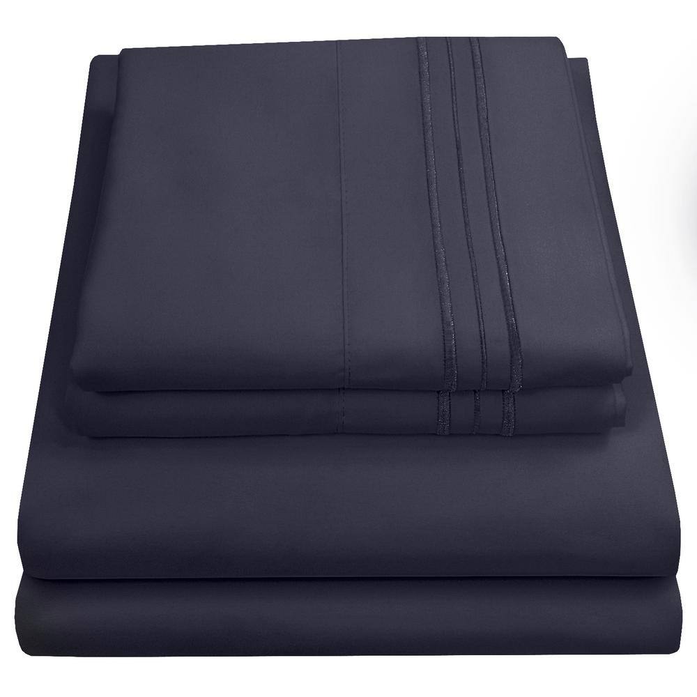 Navy Queen Ultra Soft Microfiber 4-Piece Sheet Set