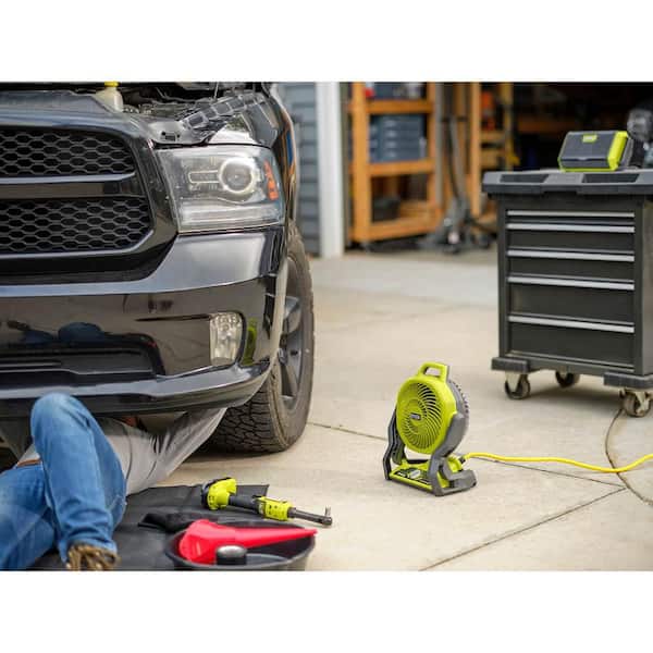 RYOBI - ONE+ 18V Lithium-Ion 4.0 Ah Battery, 2.0 Ah Battery, and Charger Kit with FREE ONE+ Hybrid WHISPER SERIES 7-1/2 in. Fan
