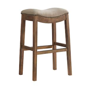 Williston 19 in. Rectangle Natural Wood Backless Bar Height Stool with Cushioned Seat