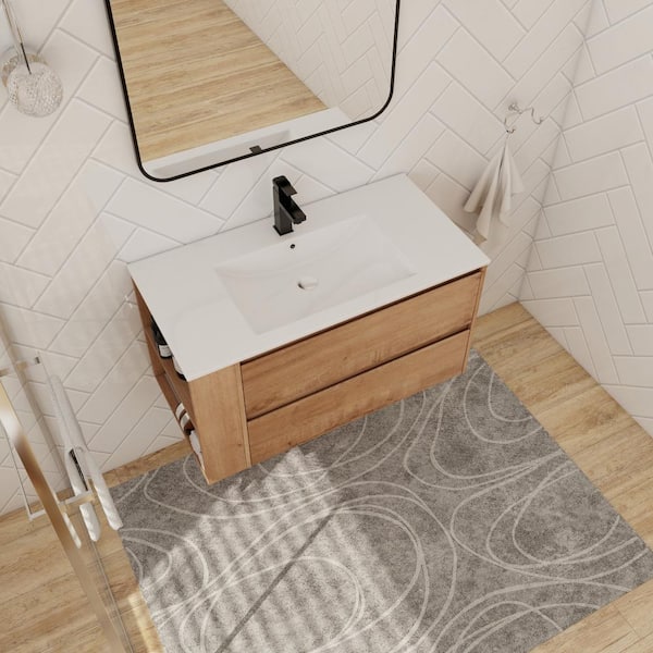 FAMYYT 36 in. W x 18.3 in. D x 19.7 in. H Single Sink Floating