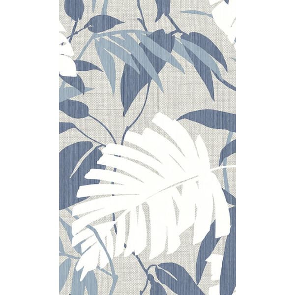 Walls Republic River Blues Palm Leaves Botanical Printed Non-Woven Paper Non-Pasted Textured Wallpaper 60.75 sq. ft.