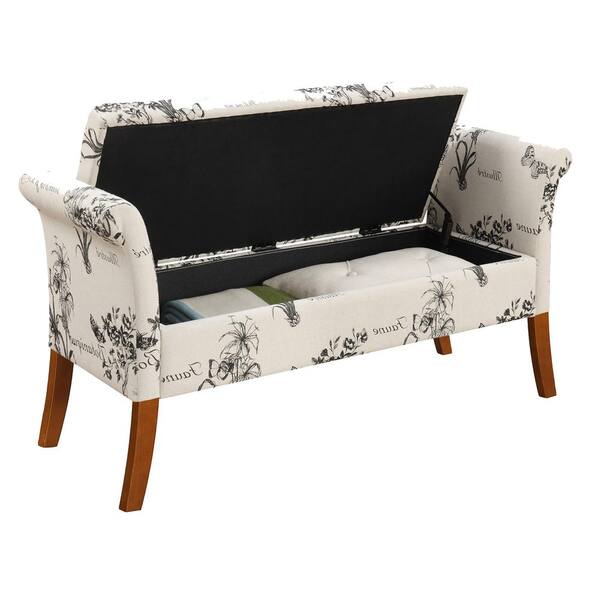 Convenience Concepts Designs4comfort Multi Color Botanical Print Canvas Bench With Storage 25 In H X 51 W 17 D R8 139 Botanical Print Canvas Bench, Convenience Concepts Garbo Storage Bench Multiple Colors