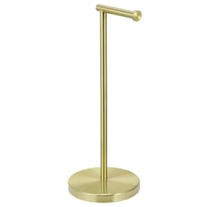 Bathroom Freestanding Toilet Paper Holder Tissue Roll Holder Floor Stand in Brushed Gold