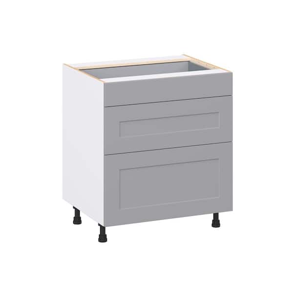 Roseland 30 in. W x 24 in. D x 34.5 in. H Assembled Shaker Drawer Base Kitchen Cabinet in Slate Gray with 3 Drawers
