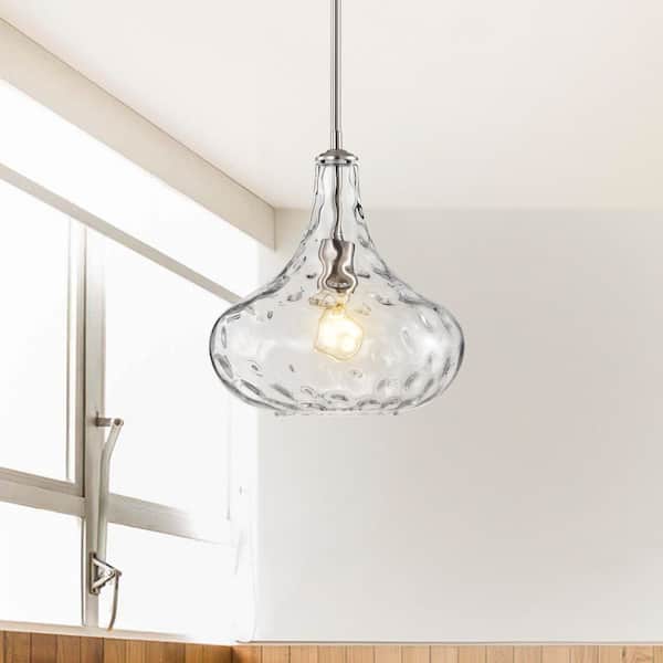 Liria 11 in. in Diameter Modern Single Light Textured Glass Pendant Chandelier