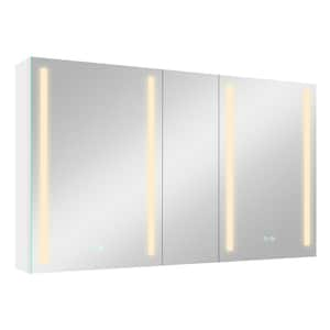 50 in. W x 30 in. H Rectangular Aluminum Lighted Medicine Cabinet Surface Mount with Bi-View Mirror