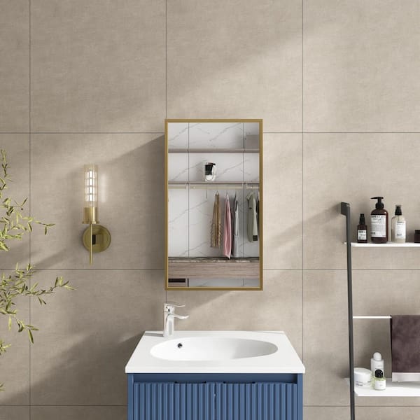 Boosicavelly 16 in. W x 28 in. H Rectangular Metal Medicine Cabinet with Mirror