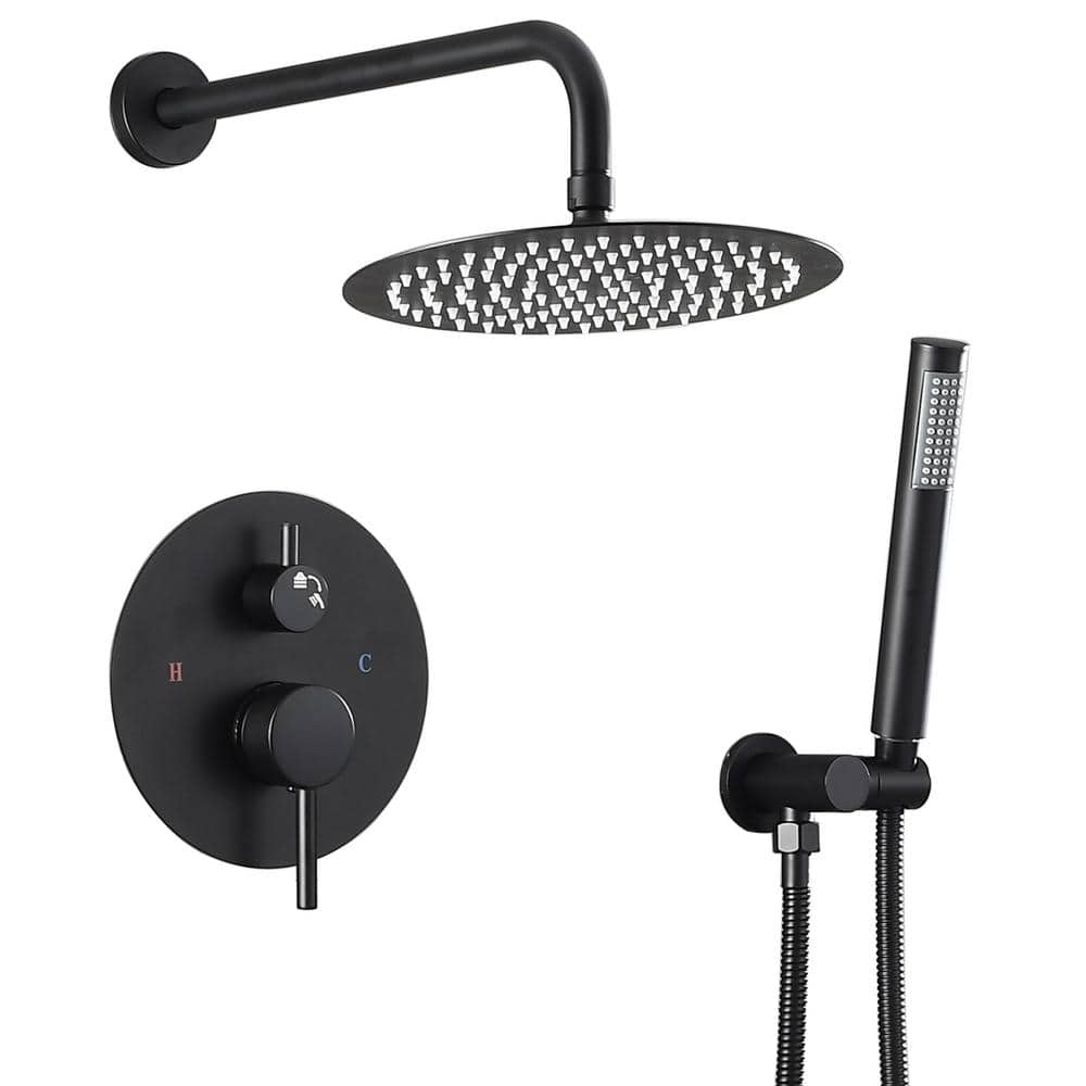 Single Handle 2-Spray 10 in Round Shower Faucet 2.5 GPM with 360° Swivel i