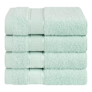 Salem Luxury 13 in. x 13 in. 4-Pack Mint Green Washcloth Set, 100% Turkish Combed Cotton, Washcloths