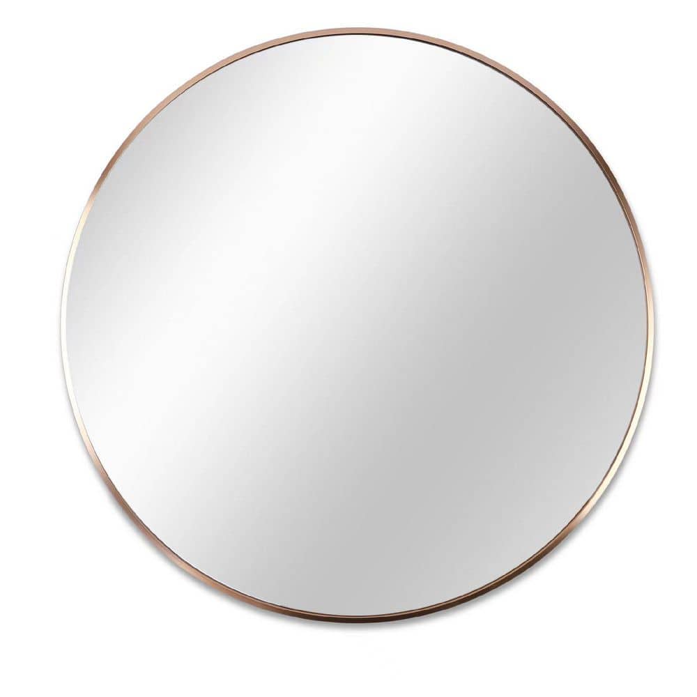 32 in. W x 32 in. H Round Framed Wall Bathroom Vanity Mirror in Gold