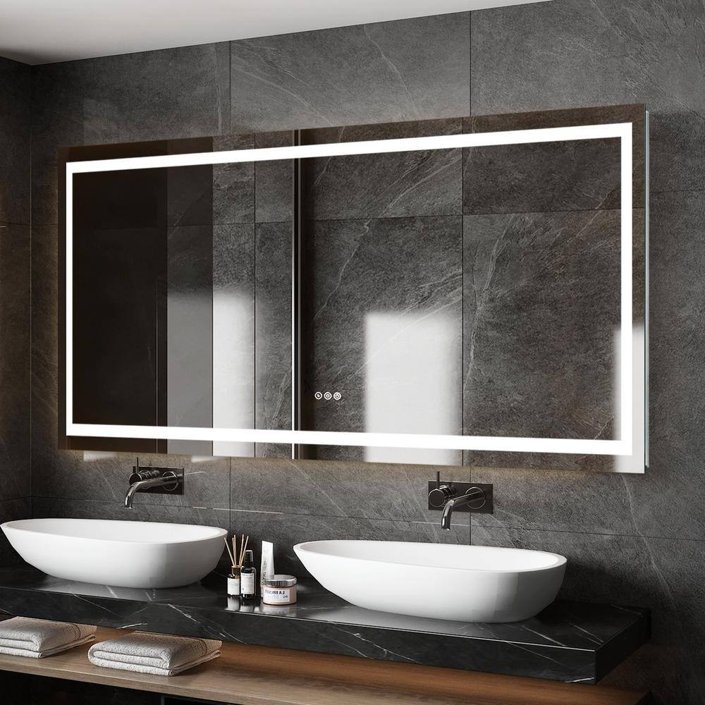 Interbath 84 in. W x 40 in. H Oversize Rectangular Frameless LED Mirror