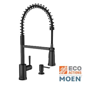 Indi Single-Handle Pre-Rinse Spring Pulldown Sprayer Kitchen Faucet with Power Clean in Matte Black