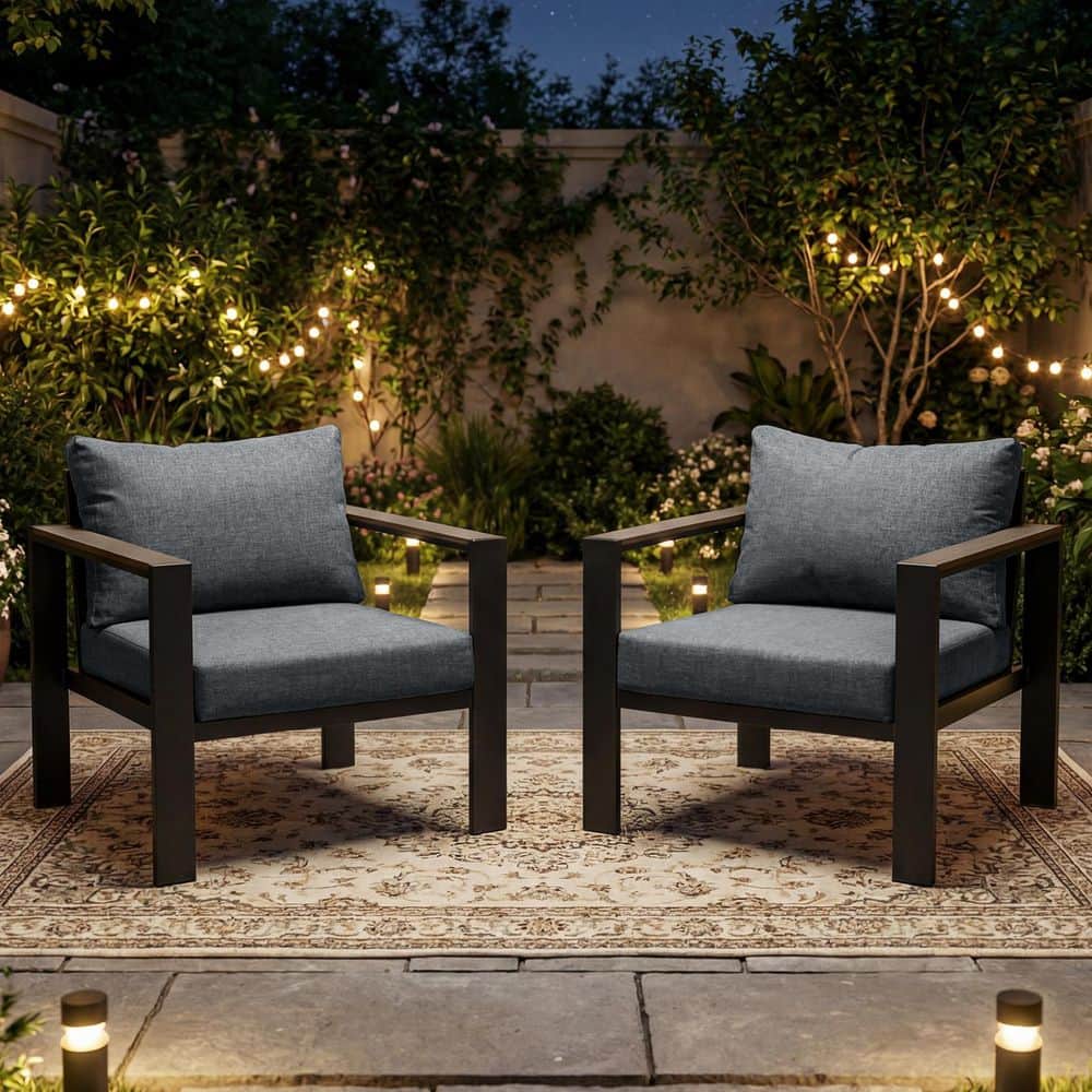 Modern Gray 2-Piece Aluminum Patio Conversation Set with Olefin Gray Cushions price history on PriceWatchPro