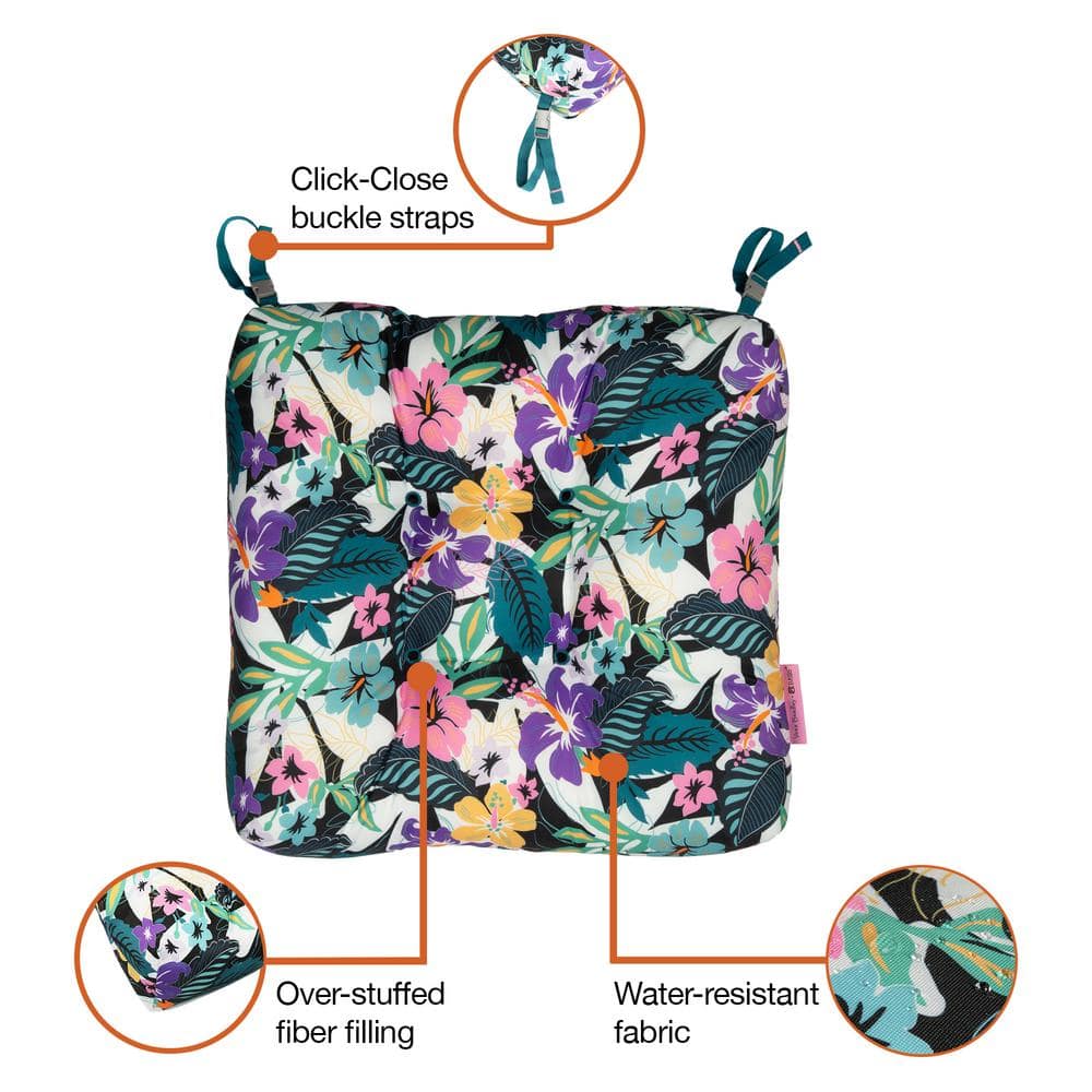 Star Foliage Multicolor Water-Resistant Patio Chair Cushions, 19" x 19" x 5" (2-Pack)