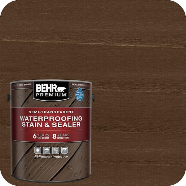 1 gal. #ST-105 Padre Brown Semi-Transparent Waterproofing Exterior Wood Stain and Sealer