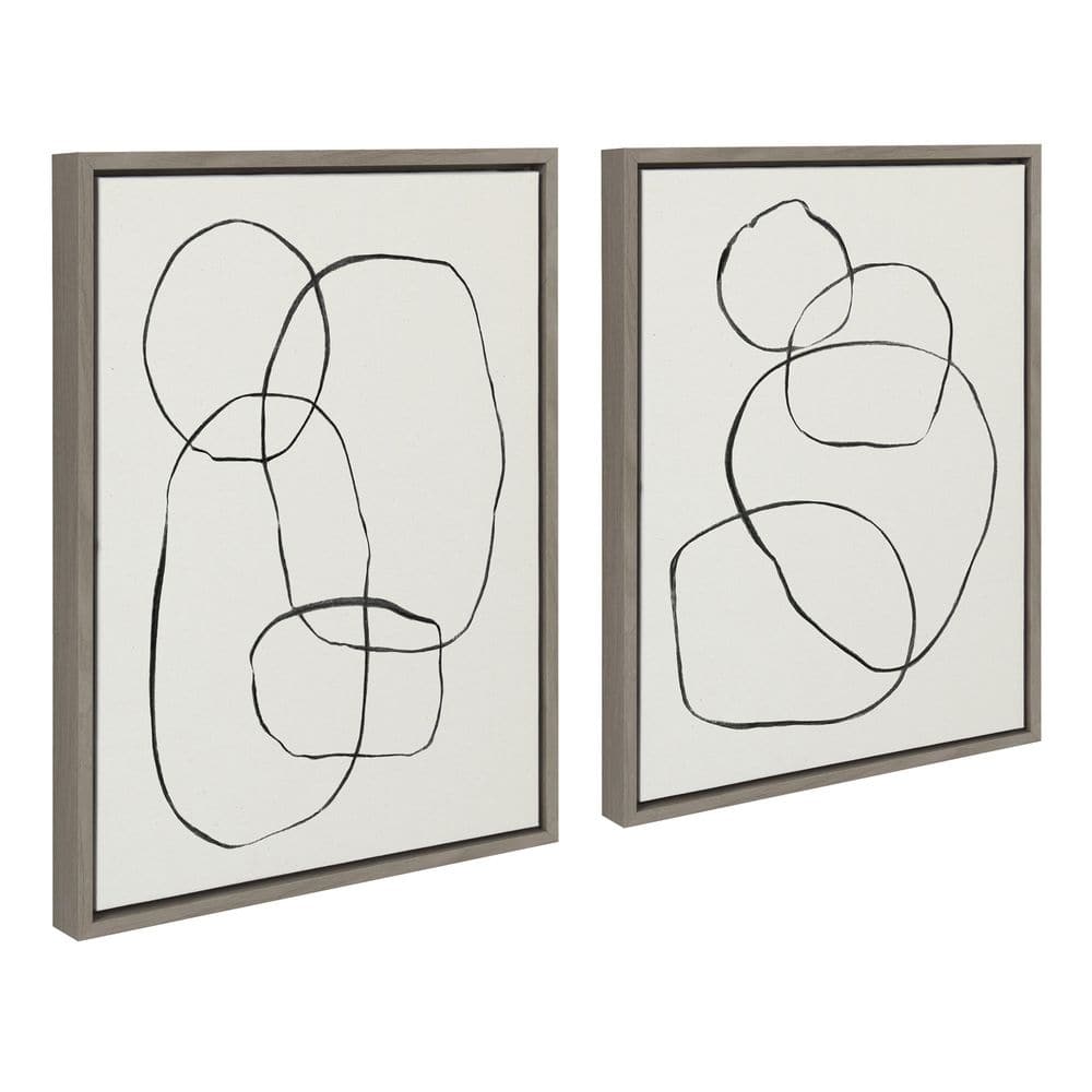 Sylvie Modern Abstract Black and White Canvas Art Set