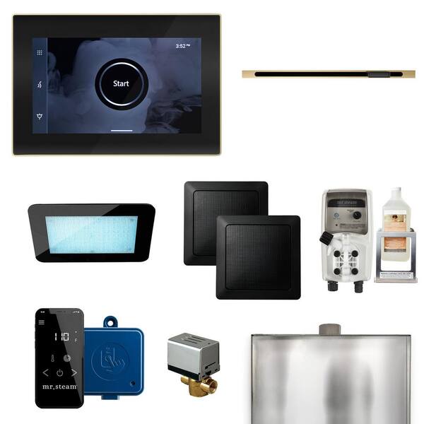 Mr.Steam XDream Linear Steam Generator Control Kit with iSteamX Control and Linear SteamHead in Black Satin Brass