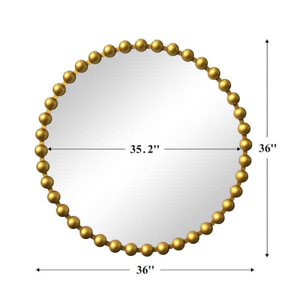 LuxHomez 36 in. W x 36 in. H Gold Round Metal Frame Classic