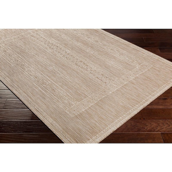 Aldenshire Tan 5 ft. x 7 ft. Indoor/Outdoor Area Rug