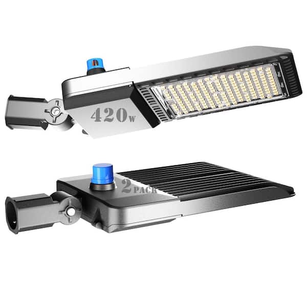 420watt LED Parking Lot Light 60000LM-2000W Equivalent Parking Lot with Photocell Slip fitter Mount Area Light-2Pack