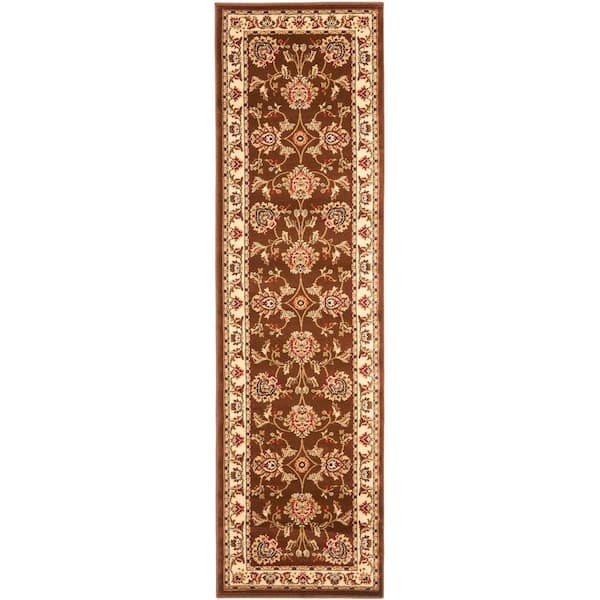 SAFAVIEH Lyndhurst Brown/Ivory 2 ft. x 12 ft. Border Floral Geometric Runner Rug