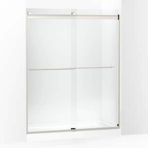 Claro 57-60 in. W x 74 in. H Frameless Sliding Shower Door in Brushed Nickel with 1/4 in. Thick Crystal Clear Glass