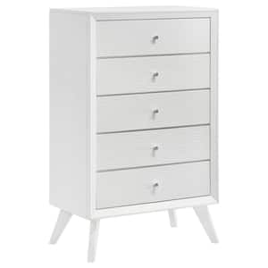 Janelle White 5 Drawers 30 in. Chest of Drawers